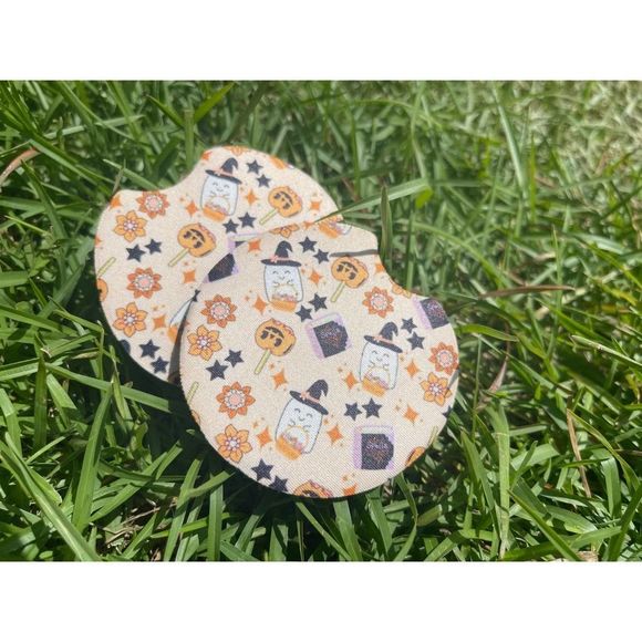 Cute Spooky Vibes Neoprene Car Coasters 2 Pack - Picture 3 of 7